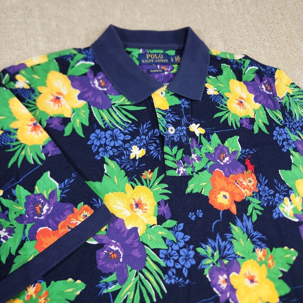 Polo Ralph Lauren Shirt Men Large Classic Fit Floral AOP Hawaiian Vintage Palm